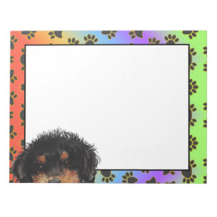 Miniature Poodle colorful dog paw pattern Notepad