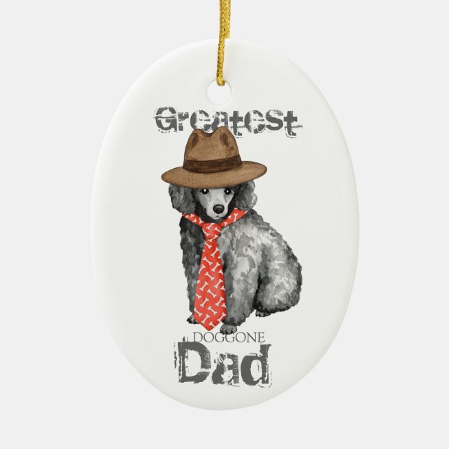 Miniature Poodle Dad Ceramic Ornament (Front)