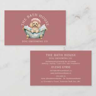 Miniature Poodle Dog Grooming Business Card - Pink