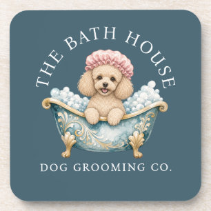 Miniature Poodle Dog Grooming Coasters - Teal