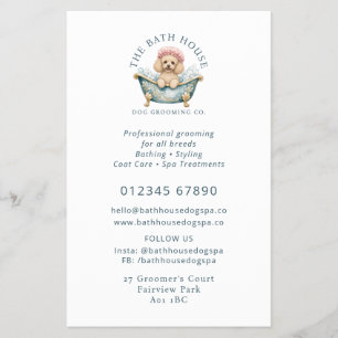 Miniature Poodle Dog Grooming Flyer - White