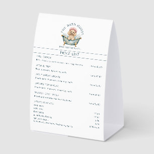 Miniature Poodle Dog Grooming Tent Card Price List