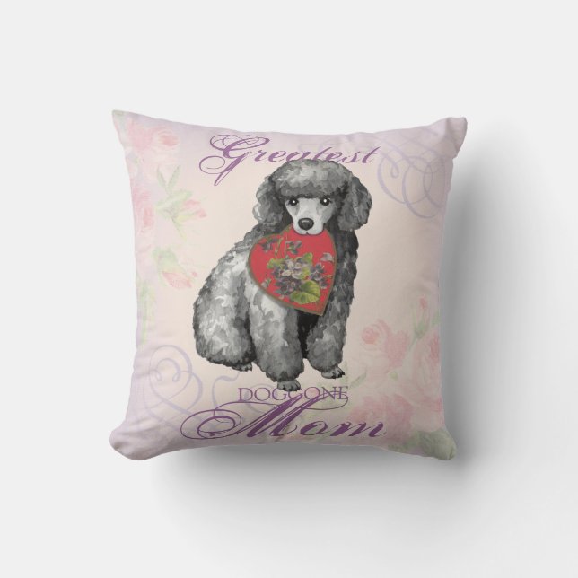Miniature Poodle Heart Mum Cushion (Front)