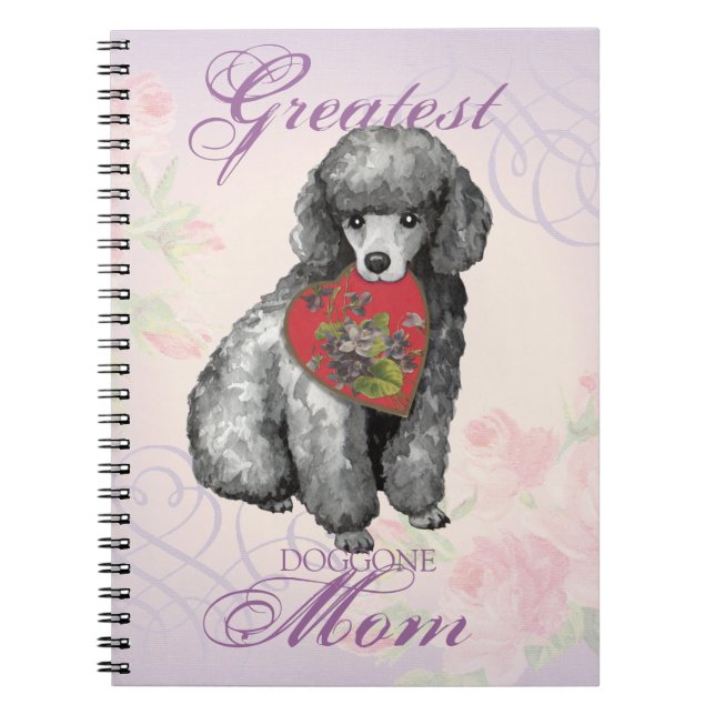 Miniature Poodle Heart Mum Notebook (Front)