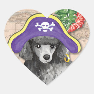 Miniature Poodle Pirate Heart Sticker