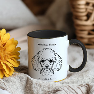 Miniature Poodle Portrait Black Line Illustration Coffee Mug