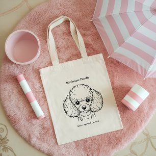 Miniature Poodle Portrait Black Line Illustration Large Tote Bag