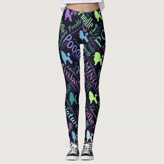 Miniature Poodle Word Art Leggings (Front)