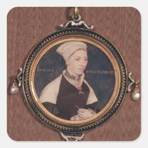 Miniature portrait of Jane Small Square Sticker