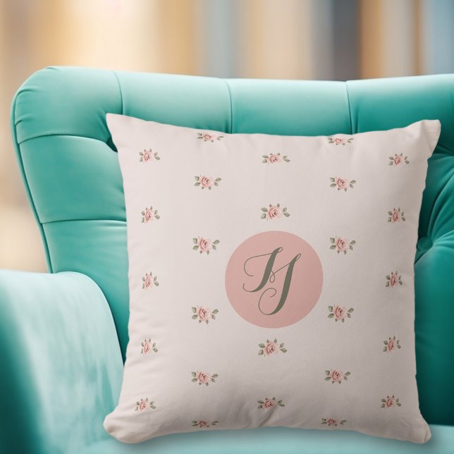 Miniature Roses & Monogram Cushion (Creator Uploaded)