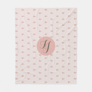 Miniature Roses & Monogram Fleece Blanket