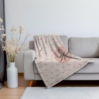 Miniature Roses & Monogram Sherpa Blanket
