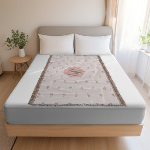 Miniature Roses & Monogram Throw Blanket