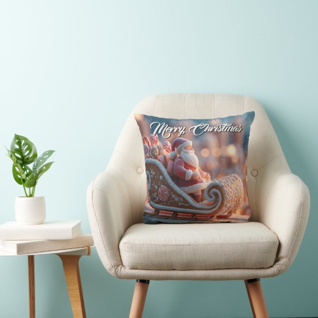 Miniature Santa in Gingerbread Sleigh Cushion (Chair)