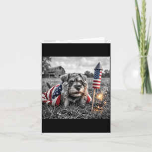 Miniature Schnauzer Aamerican Usa Flag 250 Years Card
