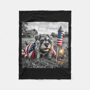 Miniature Schnauzer Aamerican Usa Flag 250 Years Fleece Blanket