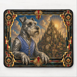 Miniature Schnauzer, Art Deco Dog Mouse Mat
