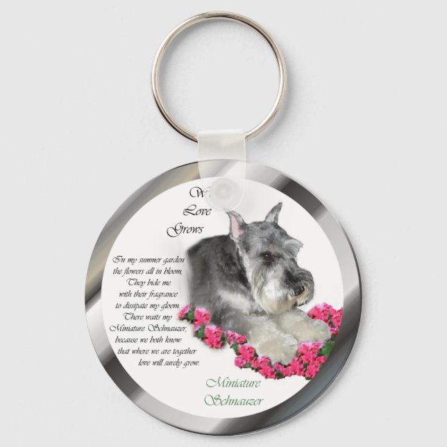 Miniature Schnauzer Art Gifts Key Ring (Front)