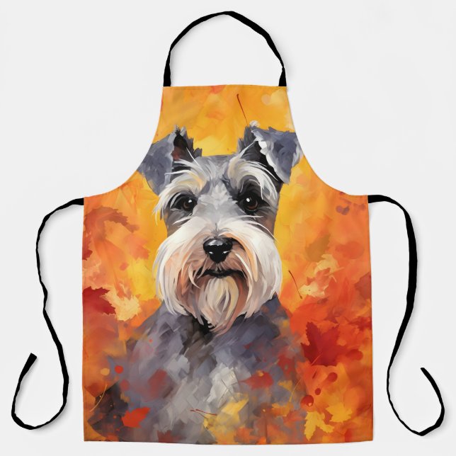 Miniature Schnauzer Autumn Thanksgiving  Apron (Front)