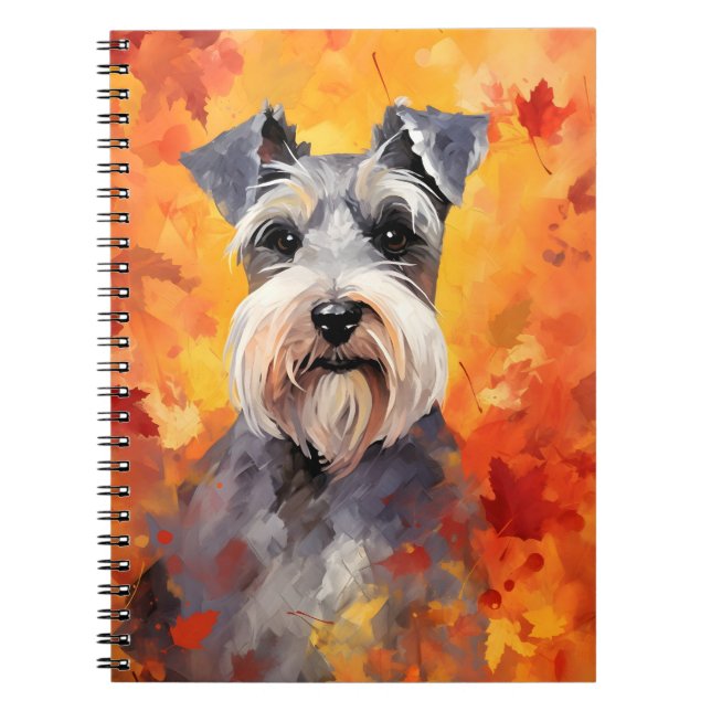 Miniature Schnauzer Autumn Thanksgiving  Notebook (Front)