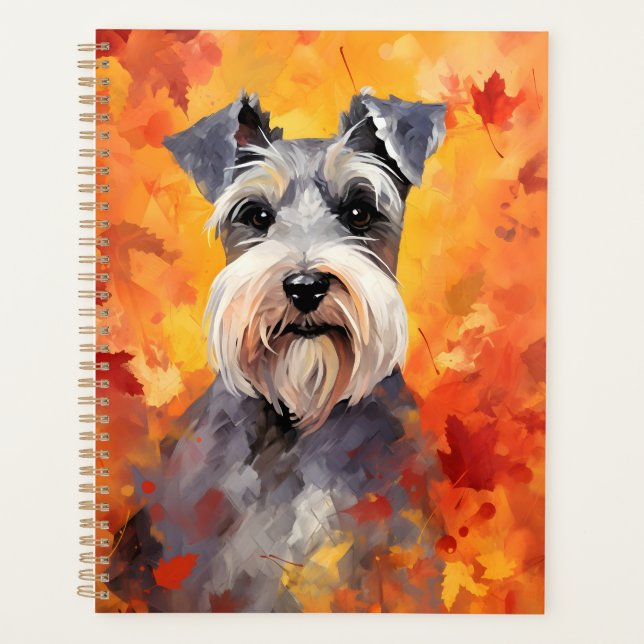 Miniature Schnauzer Autumn Thanksgiving  Planner (Front)