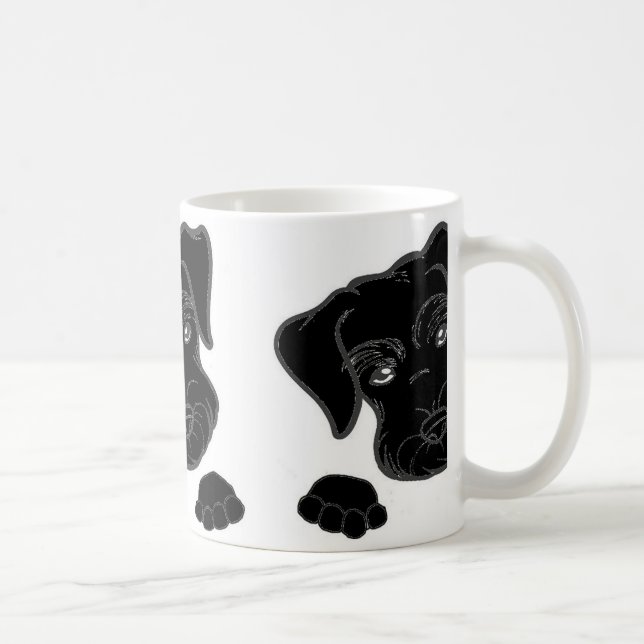 miniature schnauzer black peeking coffee mug (Right)
