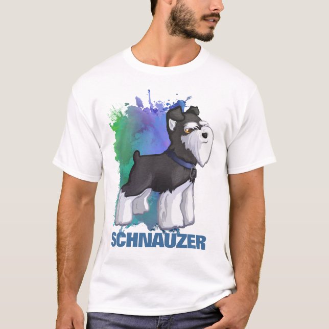 Miniature Schnauzer Black & Silver Puppy Dog T-Shirt (Front)