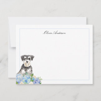 Miniature Schnauzer Blue Hydrangea Personalised Card