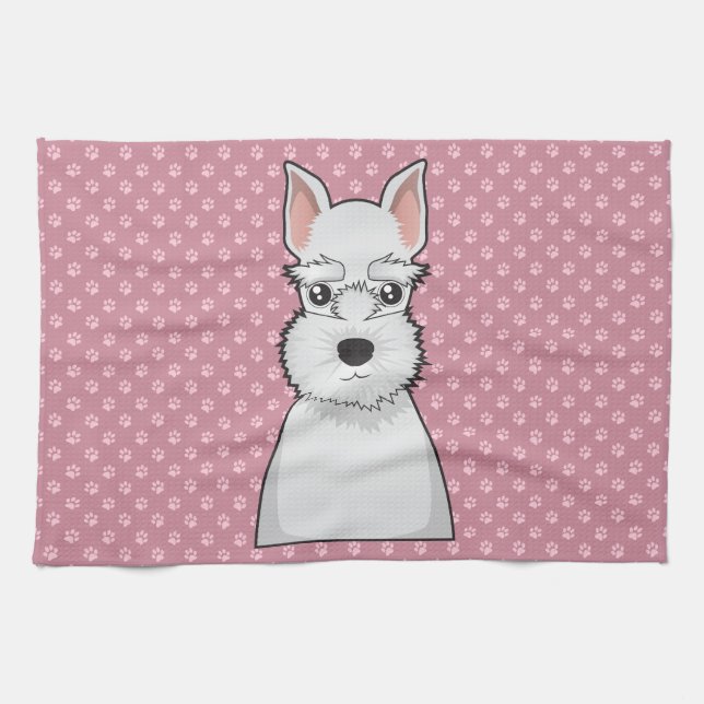 Miniature Schnauzer Cartoon Tea Towel (Horizontal)