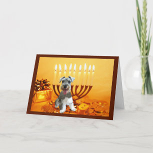 Miniature Schnauzer Chanukah Card Menorah