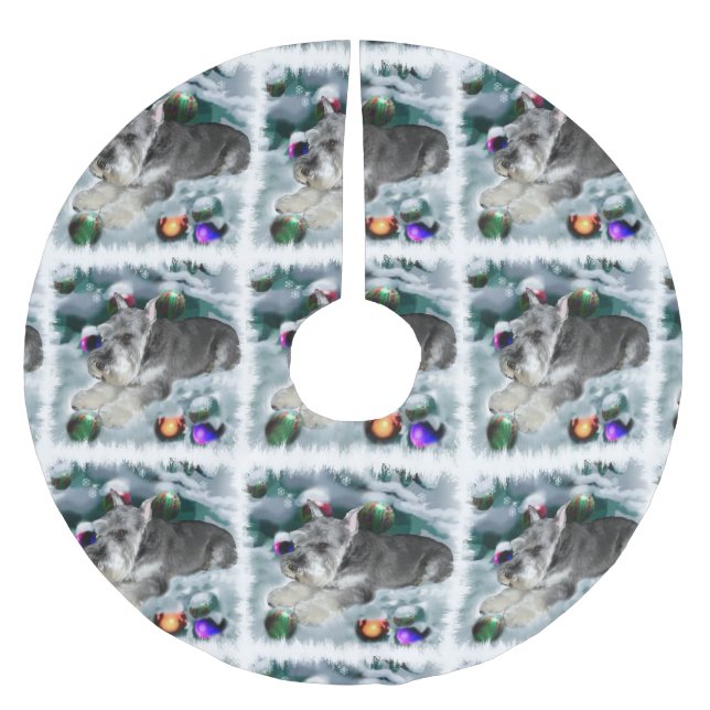 Miniature Schnauzer Christmas Brushed Polyester Tree Skirt (Front)