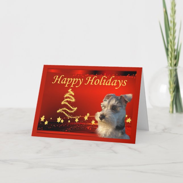 Miniature Schnauzer Christmas Card Stars (Front)