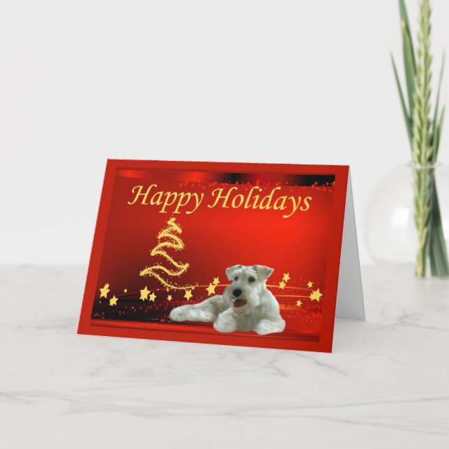 Miniature Schnauzer Christmas Card Stars (Front)