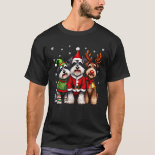 Miniature Schnauzer Christmas Dogs Funny Santa Rei T-Shirt