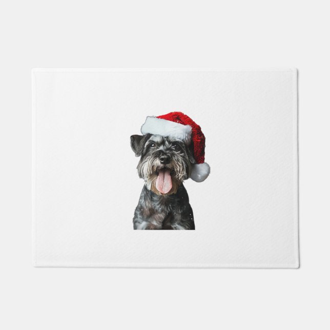 Miniature Schnauzer Christmas  Doormat (Front)