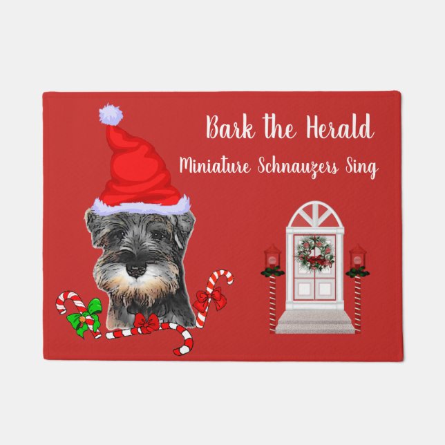 Miniature Schnauzer Christmas  Doormat (Front)
