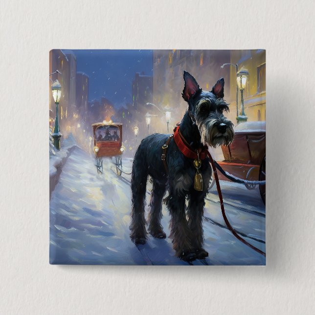 Miniature Schnauzer Christmas Festive Season 15 Cm Square Badge (Front)