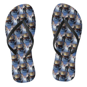 Miniature Schnauzer Christmas Festive Season Flip Flops
