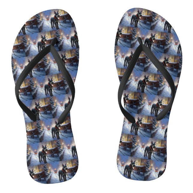 Miniature Schnauzer Christmas Festive Season Flip Flops (Footbed)