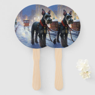 Miniature Schnauzer Christmas Festive Season Hand Fan
