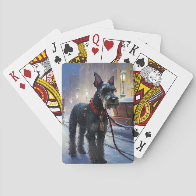 Miniature Schnauzer Christmas Festive Season Playing Cards (Back)