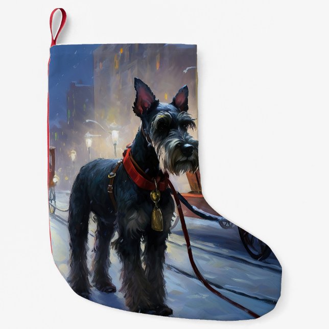 Miniature Schnauzer Christmas Festive Season Small Christmas Stocking (Front)