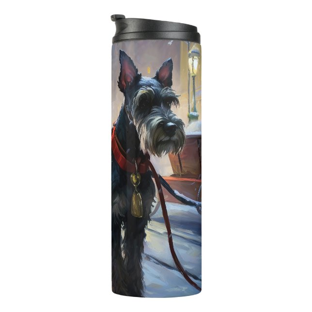 Miniature Schnauzer Christmas Festive Season Thermal Tumbler (Rotated Right)