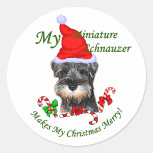 Miniature Schnauzer Christmas Gifts Classic Round Sticker