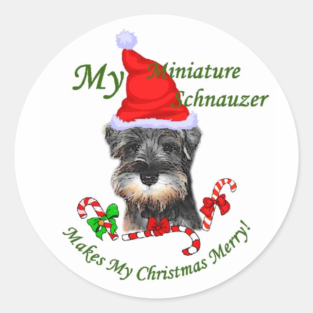 Miniature Schnauzer Christmas Gifts Classic Round Sticker (Front)