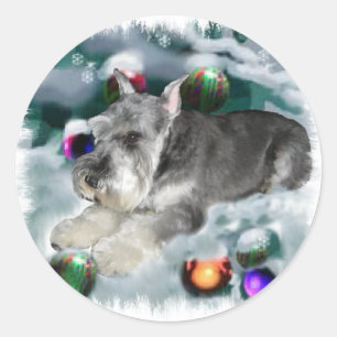 Miniature Schnauzer Christmas Gifts Classic Round Sticker
