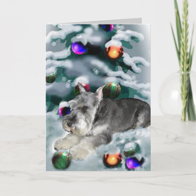 Miniature Schnauzer Christmas Gifts Holiday Card (Front)