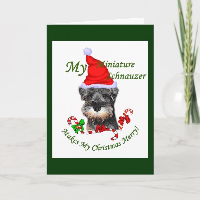 Miniature Schnauzer Christmas Gifts Holiday Card (Front)