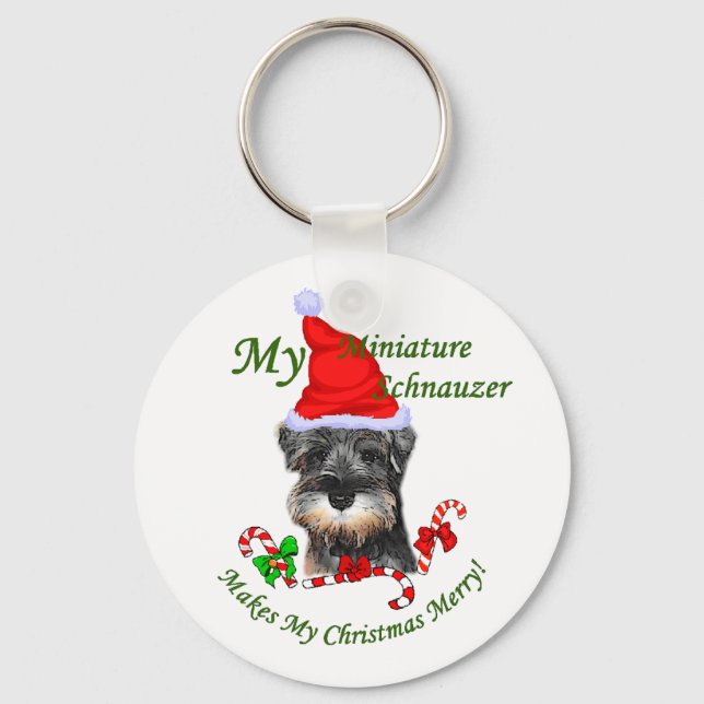 Miniature Schnauzer Christmas Gifts Key Ring (Front)