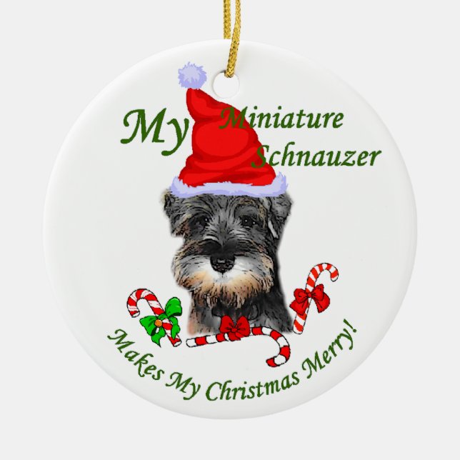 Miniature Schnauzer Christmas Gifts Ornament (Front)